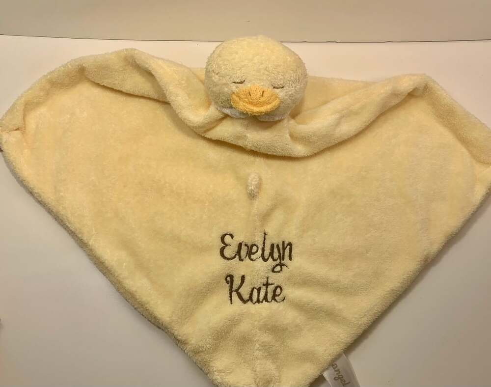 Evelyn Kate Yellow Ducky lovey plush blankie Angel Dear